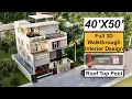 40X50 Feet Split Level House Design with Interior Roof Top Swimming Pool 2000 Sqft House Design