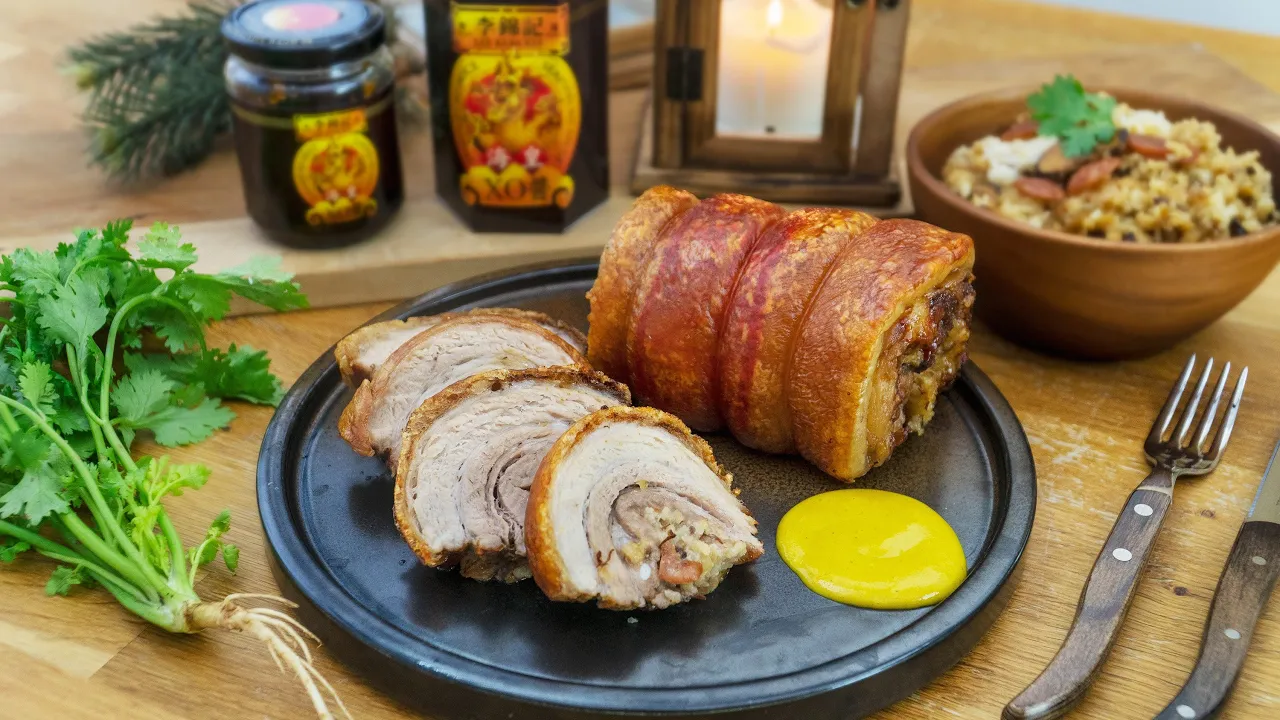 Christmas Pork Roll with Asian Stuffing - 