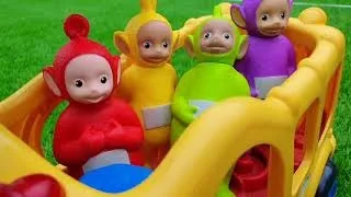 Happy Teletubbies having Fun oh the Bus !