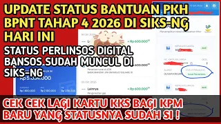 UPDATE STATUS BANTUAN PKH BPNT THP 4 2026 DI SIKS-NG HARI INI : STATUS PERLINSOS SUDAH MUNCUL❗️
