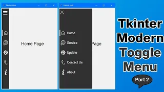 Tkinter ANIMATED Sidebar Menu Smooth Sliding Toggle Switch Multiple Pages Python GUI Part 2