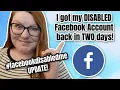 UPDATE I got my Disabled Facebook Account back Finally