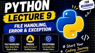 Python Tutorial for Beginners Lecture 9 File Handling Errors Exception Handling Hindi