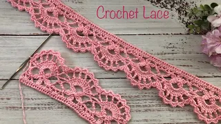 Crochet Lace Edging Crochet Trim with Flowers and Fans Crochet Tutorial