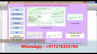 Matlab Project on Cheque Signature Verification using Image Processing full Source Code