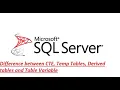 Difference between CTE Temp Tables Derived tables SQL Table Variable using SQL Server