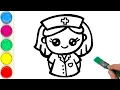 Nurse Drawing Painting and Coloring for Kids Toddlers Learn Professions