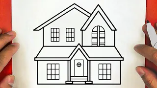 كيف ترسم منزل سهل خطوة بخطوة رسم سهل تعليم رسم منزل سهل How To Draw A House Easy Step By Step 