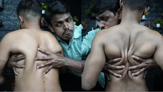 Deep Tissue Back Body ASMR Massage By Strong Wrist Barber | Head And Back Massage With Neck Cracking