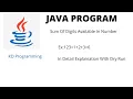Java program to calculate the sum of digits in number