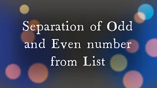 Odd and Even number Separation LIST PYTHON