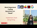 Implement Stack Using Array Algo Code Explained Important Interview Question
