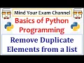 Python program to remove duplicate elements from a list Python 3 Programming for Beginners Course