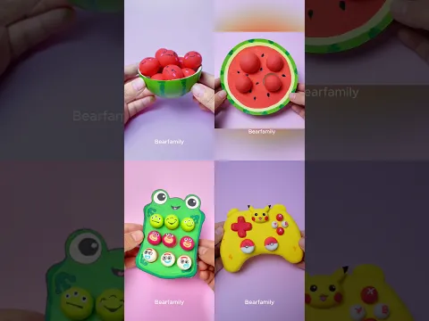 BEARFAMILY | 4 Cute DIYs in 1 Video 🧸✨ #shorts #cutecraft #bearfamily #toys #claydiy #art