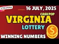 Virginia Cash Pop Lottery Results For - 16 Jul 2025