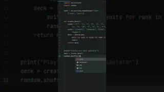 How to simulate a basic deck of playing cards and draw random cards from it in Python