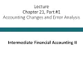 Lecture - Accounting Changes and Error Analysis Part 1 Intermediate Financial Accounting II