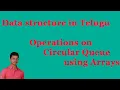 Operations on Circular Queue using Arrays Data structure in Telugu By Mr Sivarao