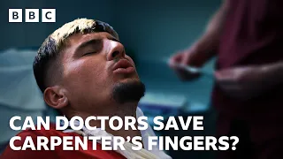 Man almost severs fingers after falling on circular saw - BBC