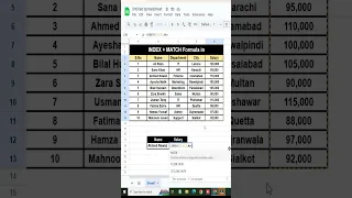 INDEX MATCH Formula in google Sheet