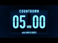 5 Minutes Countdown Timer Flip Clock with Simple Beeps