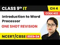 Introduction to Word Processor - One Shot Revision Class 9 Information Technology Ch 4 Code 402