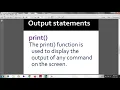 input and output statements in python Grade 10