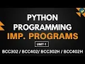 Python Programming Most Important Programs Unit-1 Python Aktu Unit-1 Aktu Exams