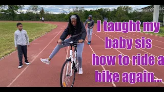 i taught my baby sis how to ride a bike again 