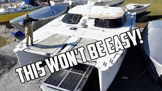 ⛵️ The new eyebrows for our hurricane-damaged catamaran won’t be easy to make.  Ep 657