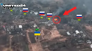 One against Russian troops! Ukrainian tank stops column. These are real tank duel footage