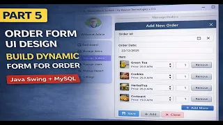 Part 5 Cafe Management System in Java Swing MySQL - Dynamic Order Form UI Design