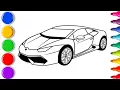How to Draw a Lamborghini Coloring Pages for Kids Colored Markers for Children