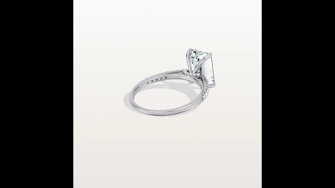 Thea丨Asscher Cut Pave Solitaire 3CT Lab Grown Engagement Ring