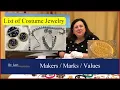 List of Costume Jewelry Marks Designers and Values by Dr Lori