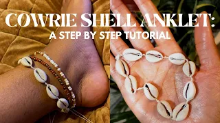 DIY COWRIE SHELL ANKLET HOW TO MAKE AN ADJUSTABLE SQUARE KNOT The cutest anklet EVERRRRRR