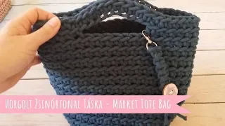 Market Tote Bag avagy zsinórfonal kistáska horgolás 1 gombolyagból