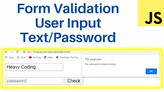username and password validation in javascript Javascript tutorial for beginners - 34