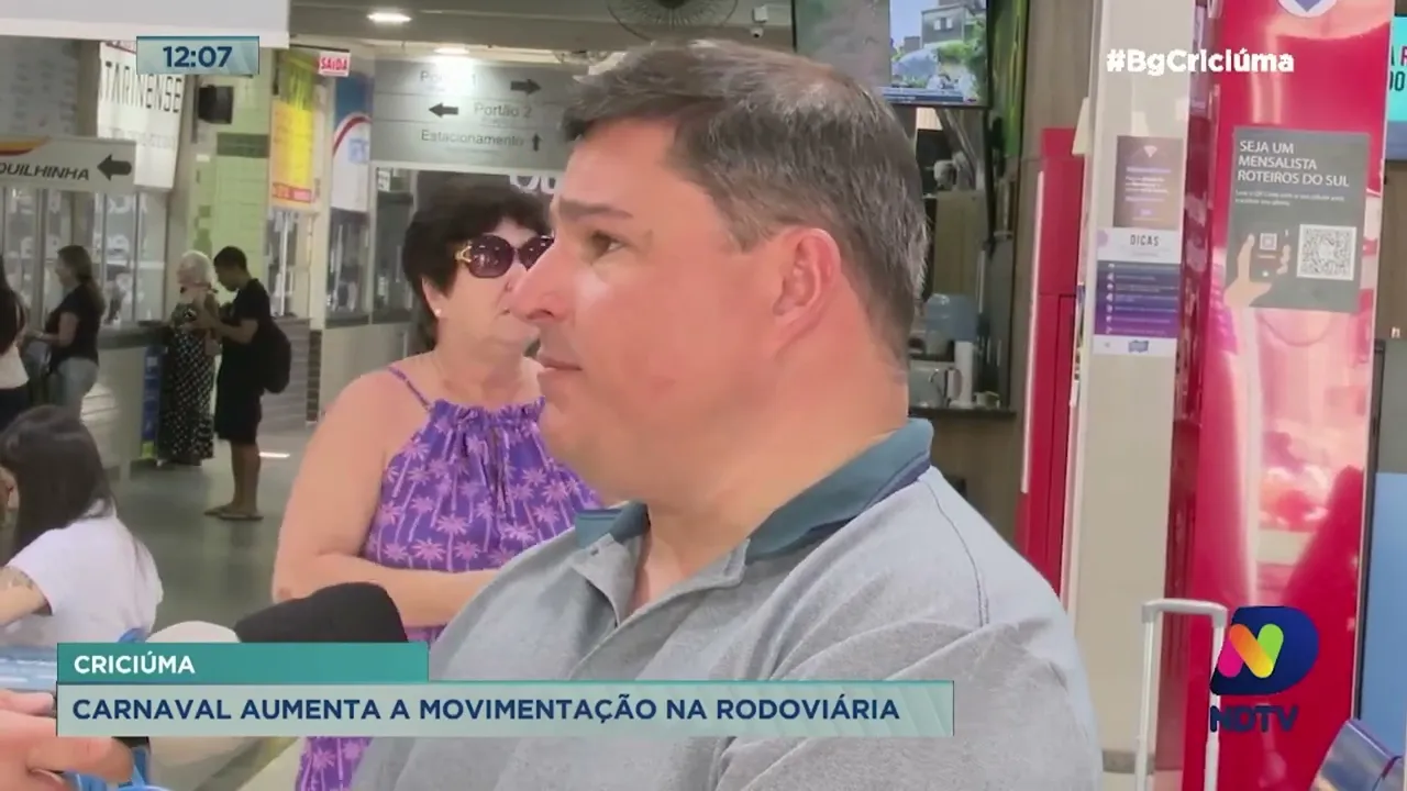 Carnaval aumenta fluxo de passageiros na Rodoviária de Criciúma