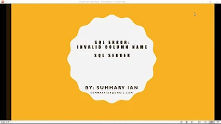 SQL Server tutorial - Invalid Column Name Error
