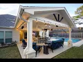 Gable Style Patio Cover with Outdoor Kitchen and Bar