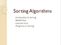 Unit II Sorting Algorithms CBSE Class XI Computer Science