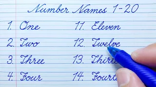 Cursive Writing Practice Number Names 1-20 Cursive Handwriting Practice English Cursive Writing