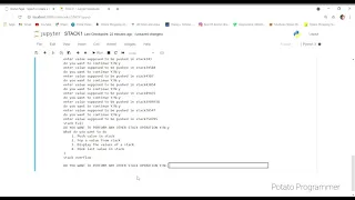 Basic Stack operation in python push pop peek and displaying stack