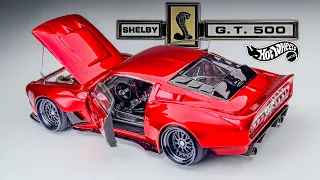 Clean and Cool Transformation Shelby GT500 V8 Twin Turbo open doors & Hood Hot Wheels Custom