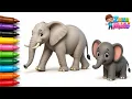 Coloring Elephant with Colors pen Learn Colors with Elephant Drawing Easy Coloring Pages