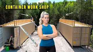 Building a SHIPPING CONTAINER Workshop Framing the Roof Ep 4