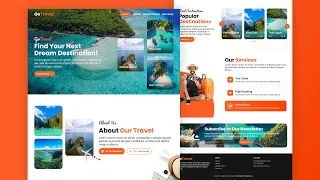 Build a Responsive Travel Website using HTML CSS JavaScript Full Tutorial