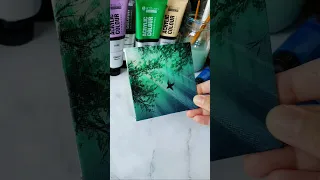 forest sunshine easy acrylic painting idea for beginners