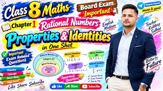 Class 8 Maths Chapter 1 🔥 Rational Numbers | Properties & Identities in One Shot